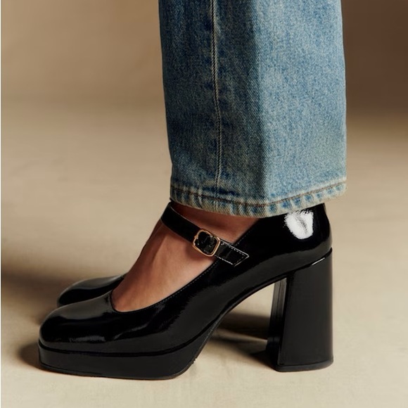 Sezane Shoes - Sezane Black Patent Georgia Mary Jane Heels size 39